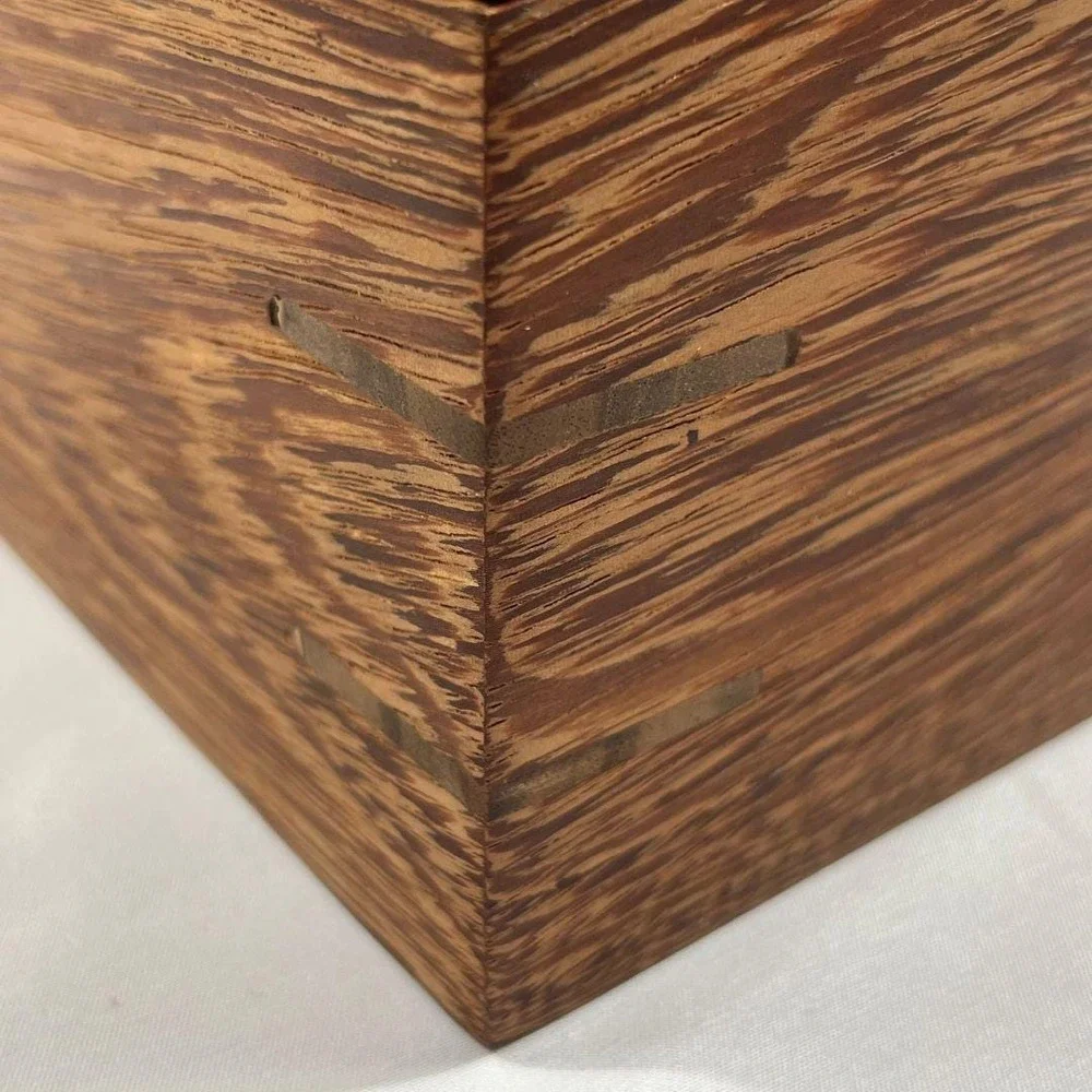 Handcrafted Andira Wood Keepsake Box with White Oak Lid, Custom Wood Storage